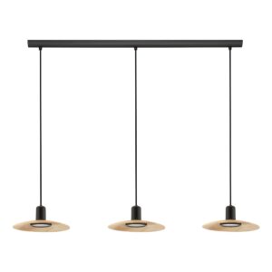 MAYAZES H/L 3X5W GU10 LED 3000K BLK/NAT WOOD