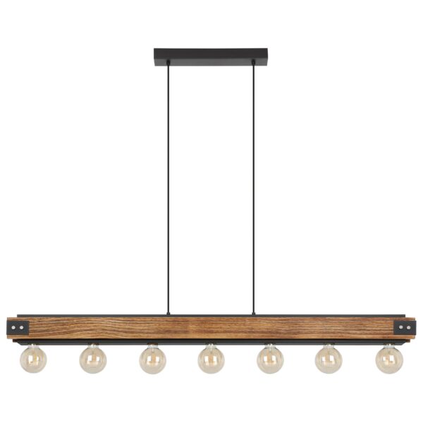 LAYHAM H/L 7X60W E27 BLK/RUSTIC WOOD