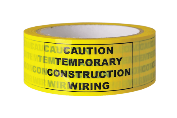 'Caution Temporary Construction Wiring' Tape 38mmX50m