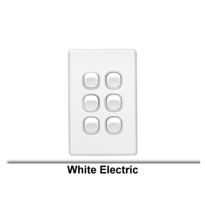 SWITCH FLUSH STANDARD 6G 10A 250V 1P 1/2 WAY VERT WHITE