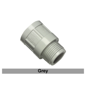 CONDUIT ADAPTOR 25MM PLAIN - THREADED MALE PVC GTREY