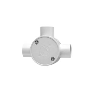 CONDUCT JUNCTION BOX 3 WAY ROUND SHALLOW 20MM PVC GREY