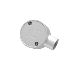CONDUCT JUNCTION BOX 1 WAY ROUND SHALLOW 20MM PVC GREY