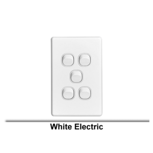 SWITCH FLUSH STANDARD 5G 10A 250V 1P 1/2 WAY VERT WHITE