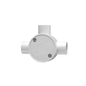 CONDUCT JUNCTION BOX 3 WAY ROUND SHALLOW 25MM PVC GREY