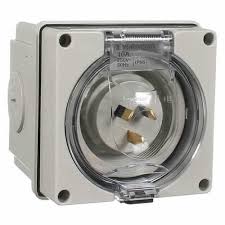 SOCKET APPLICANCE INLET IP66 250V 10A 3 FLAT PINS GREY