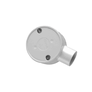 CONDUCT JUNCTION BOX 1 WAY ROUND SHALLOW 25MM PVC GREY